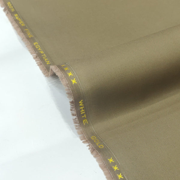 Golden Brown - White Gold Cotton Fabric
